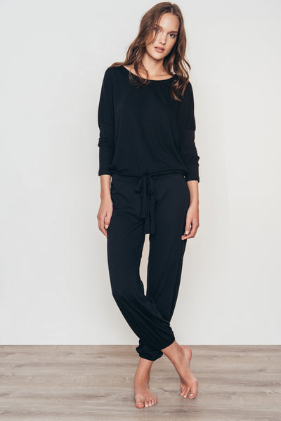 Eberjey Heather Slouchy Tee Pyjama Set - Black